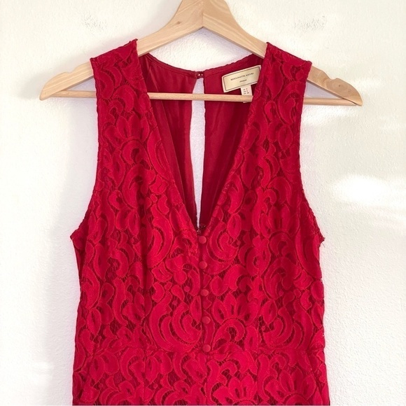 Anthropologie Moulinette Soeurs Jaeda Wide Leg Lace Jumpsuit Red 2 - Picture 9 of 16